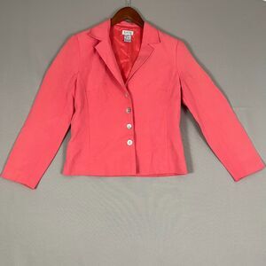 Betu Vintage Women’s Blazer Linen & Silk Short Jacket Salmon Pink Lined‎ Sz 2
